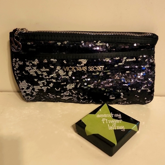 Victoria's Secret Handbags - Victoria's Secret Sparkley Makeup Bag Cosmetic Bag with FREE Ring